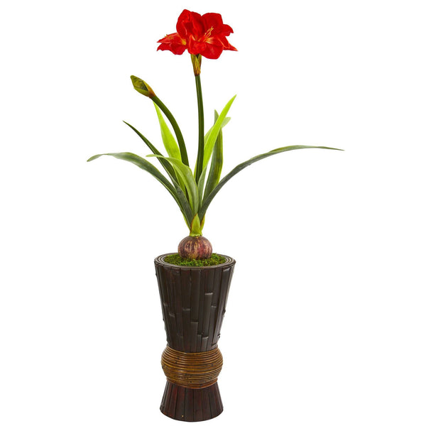 44” Amaryllis Artificial Plant in Decorative Planter