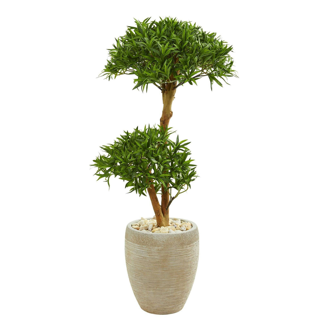 creating artificial bonsai tree 44” Bonsai Styled Podocarpus Artificial Tree in Sand Colored Planter