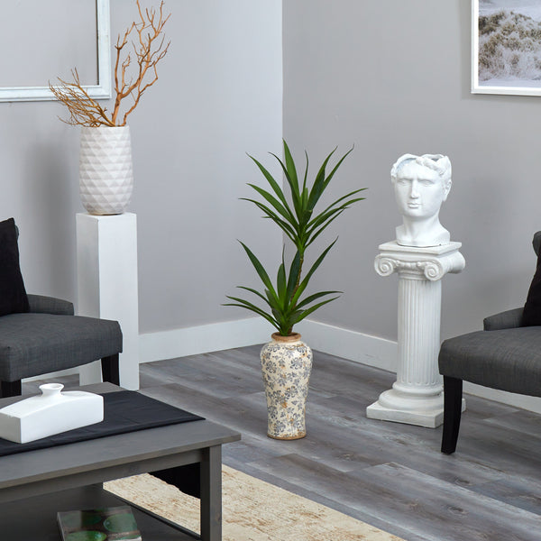44” Double Yucca Artificial Plant in Designer Planter