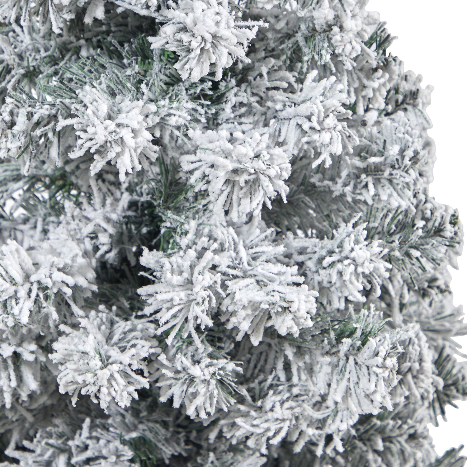 44” Flocked Rock Springs Spruce Artificial Christmas Tree with 50 Clear LED Lights in Red Tower Planter