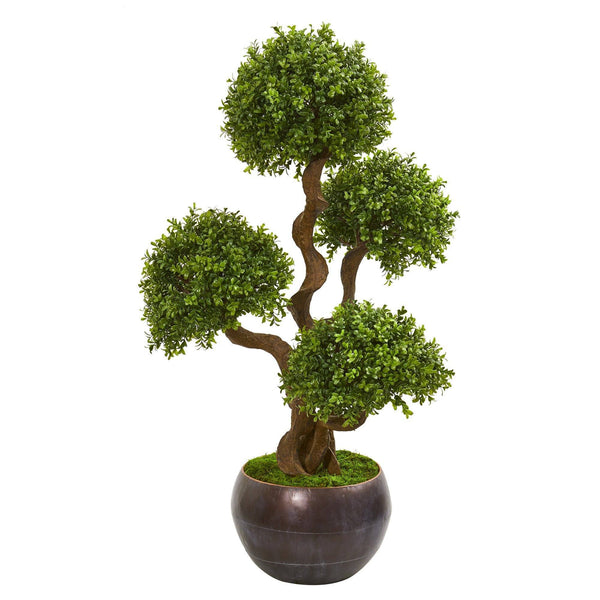 44” Four Ball Boxwood Artificial Topiary Tree in Planter