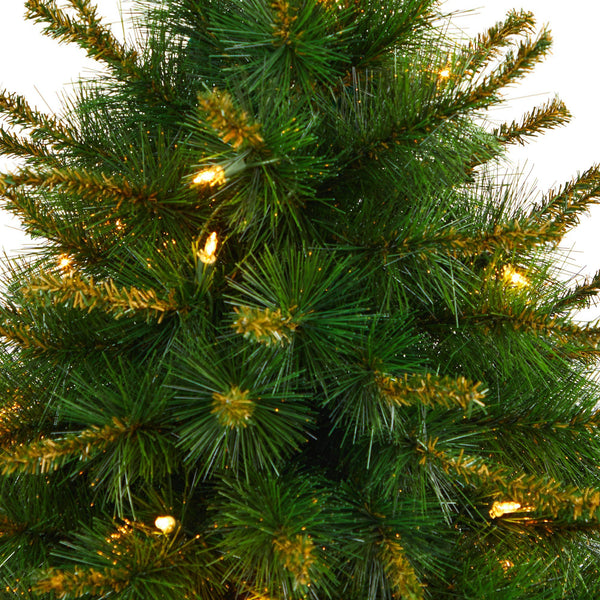 44” New England Pine Artificial Christmas Tree with 50 Clear Lights and 117 Bendable Branches in Decorative Urn