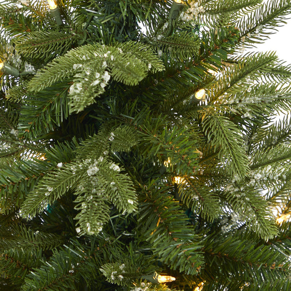 44” Snowed Grand Teton Fir Artificial Christmas Tree with 50 Clear Lights and 111 Bendable Branches in Sand Colored Urn