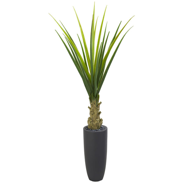 4.5’ Agave Artificial Plant in Gray Planter