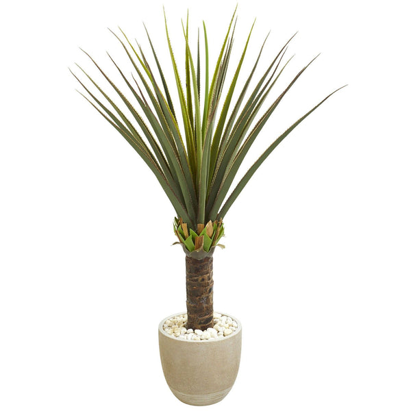 4.5' Agave Artificial Plant in Sandstone Planter