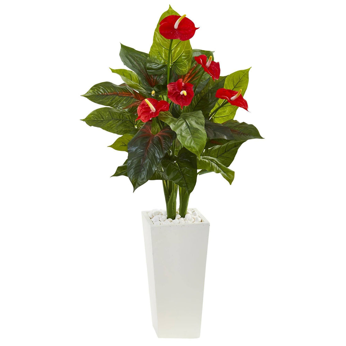 artificial anthurium plant 4.5’ Anthurium Artificial Plant in White Tower Planter