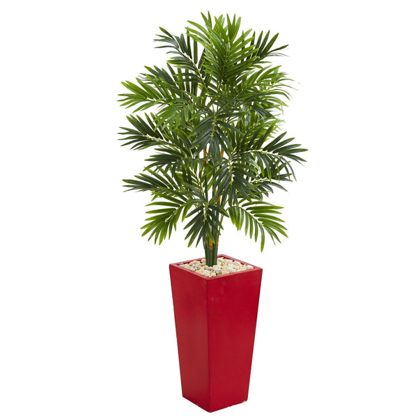 4.5’ Areca Artificial Palm Tree in Red Planter