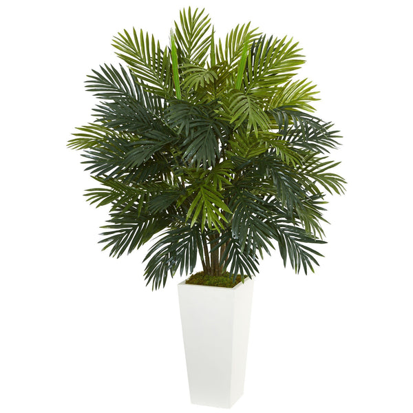 45" Areca Palm Artificial Plant in White Tower Planter"