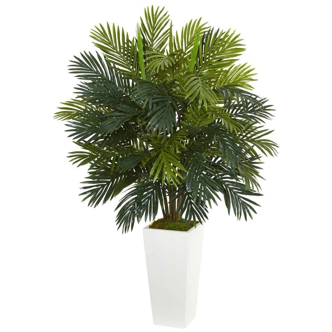 areca palm fronds opening 45" Areca Palm Artificial Plant in White Tower Planter"