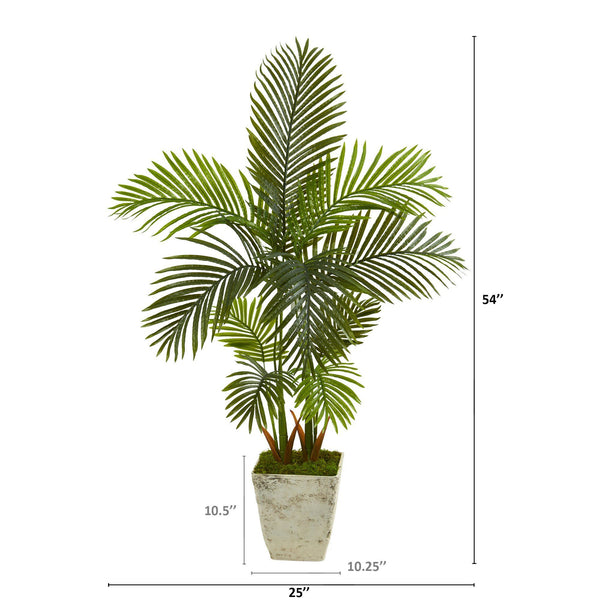 4.5’ Areca Palm Artificial Tree in Country White Planter
