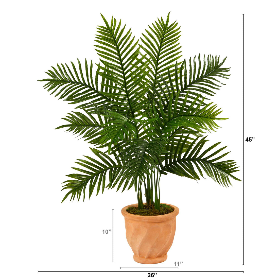 areca 26 palm bush 45” Areca Palm Artificial Tree in in Terra-Cotta Planter (Real Touch)