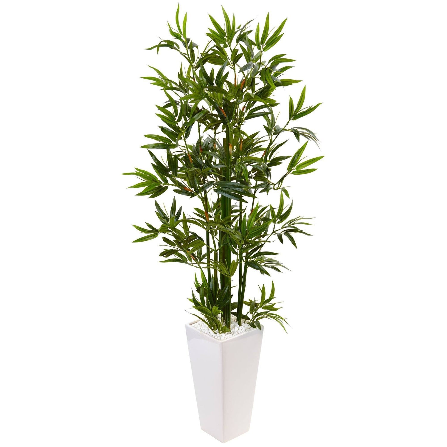 4.5’ Artificial Bamboo Tree in White Tower Planter