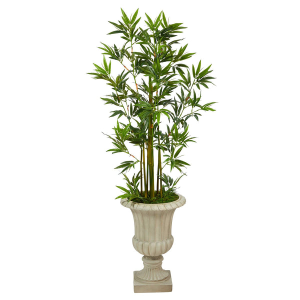 4.5’ Bamboo Palm Artificial Tree in Sand Finished Urn