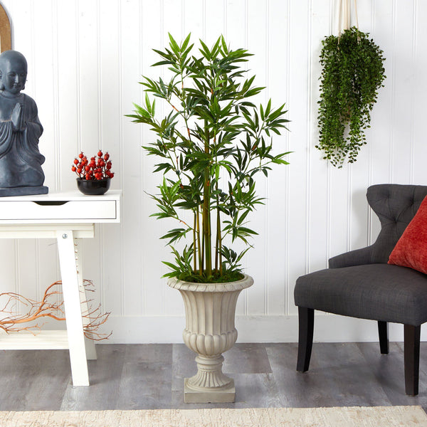 4.5’ Bamboo Palm Artificial Tree in Sand Finished Urn