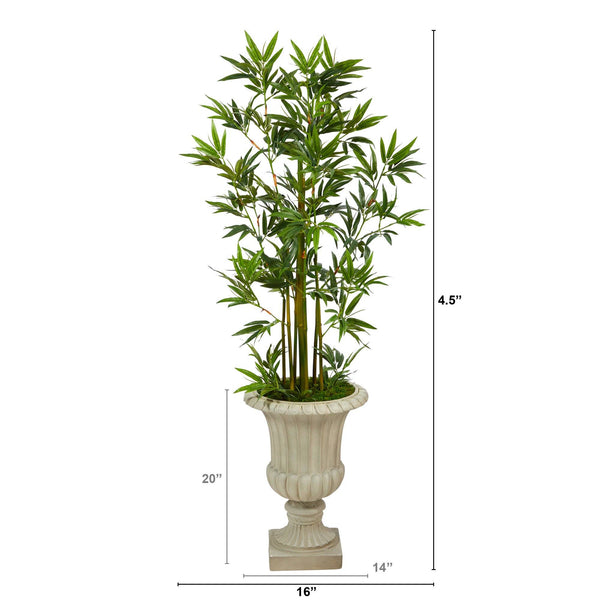 4.5’ Bamboo Palm Artificial Tree in Sand Finished Urn