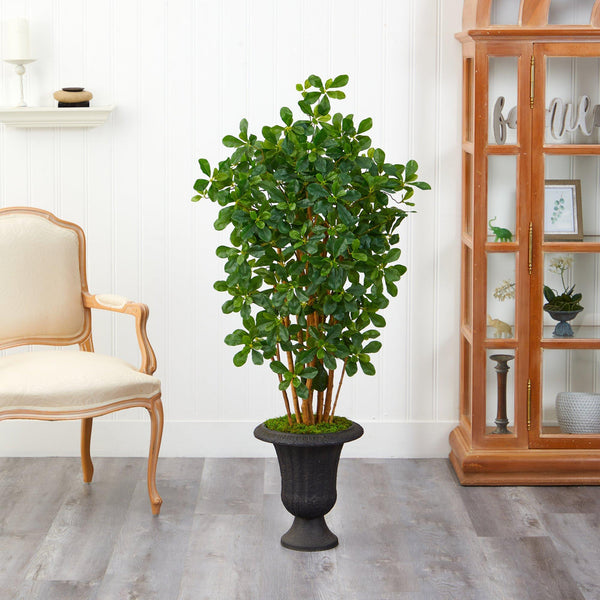 4.5’ Black Olive Artificial Tree in Charcoal Urn