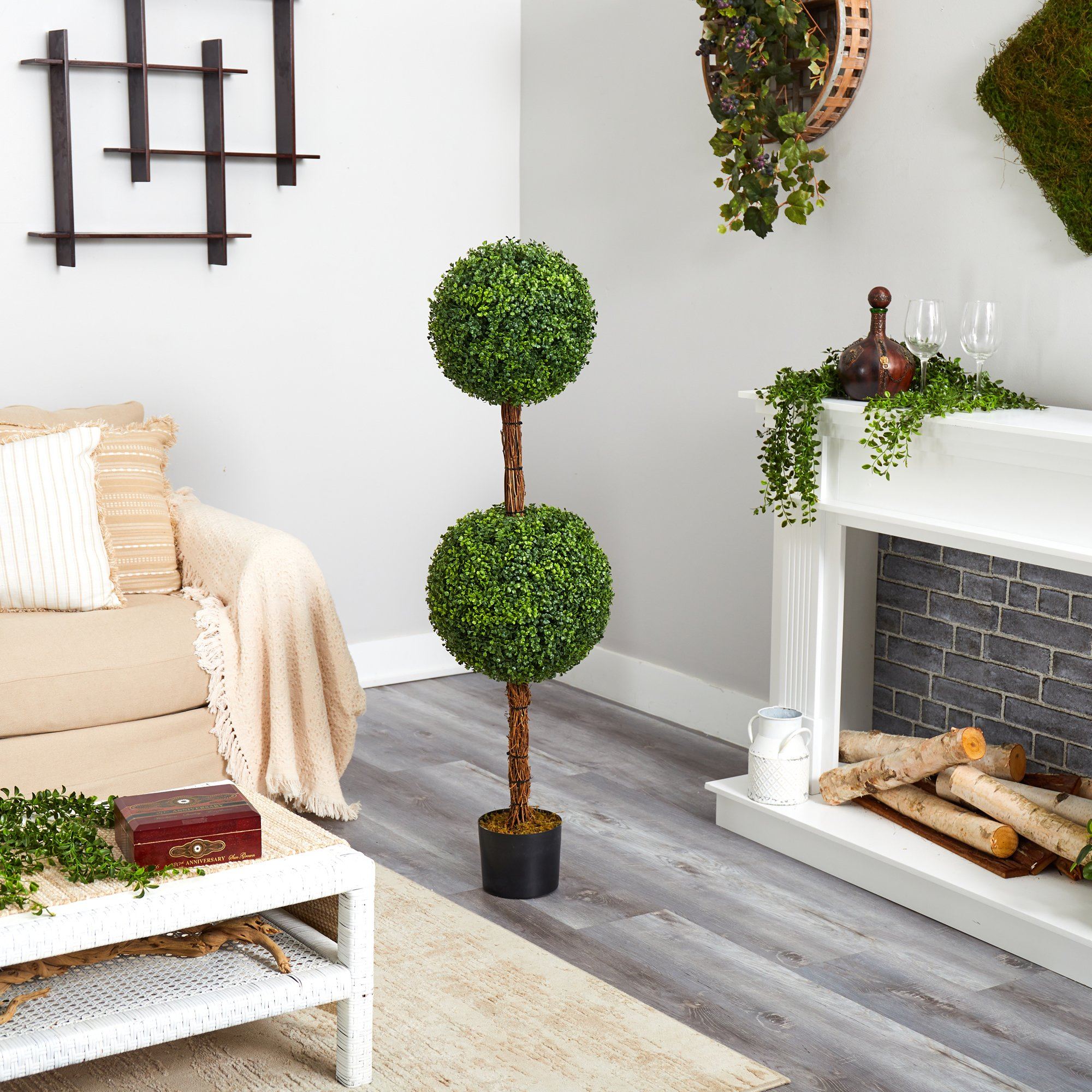 4.5 Boxwood Double Ball Topiary Artificial Tree Indoor Outdoor