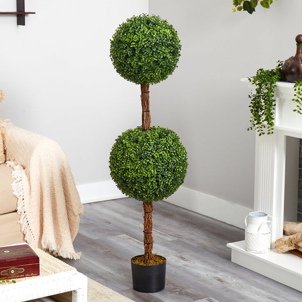 4.5’ Boxwood Double Ball Topiary Artificial Tree (Indoor/Outdoor)