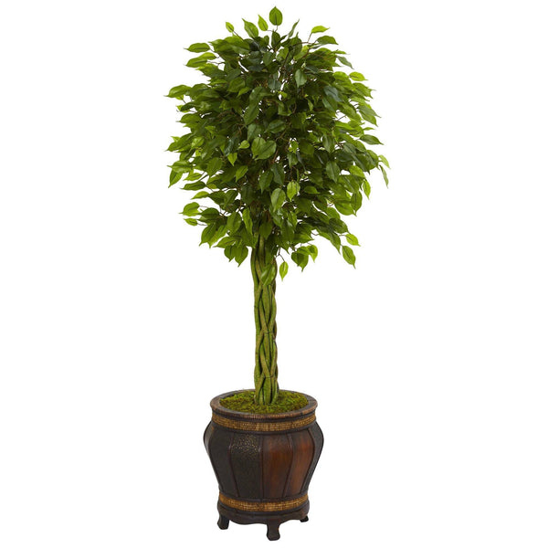 4.5’ Braided Ficus Artificial Tree in Planter (Indoor/Outdoor)