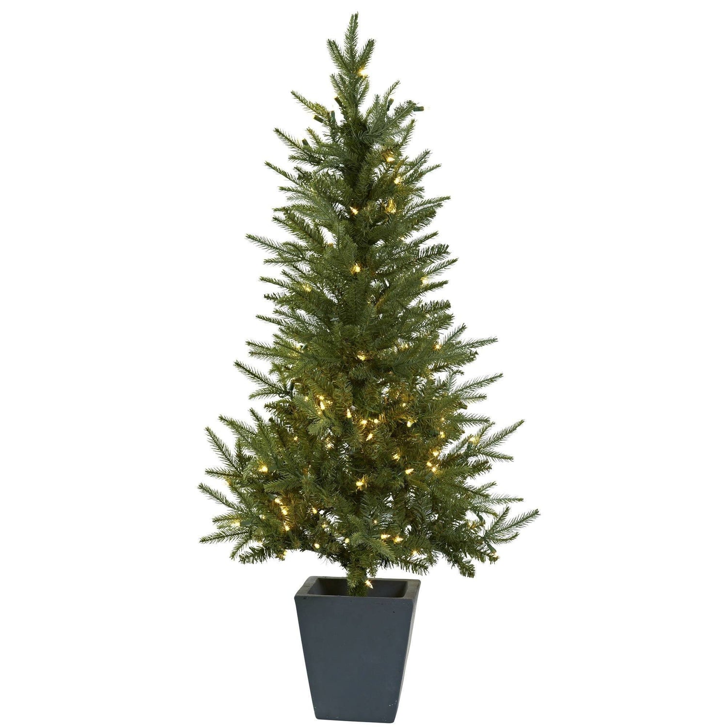 4.5' Christmas Tree w/Clear Lights & Decorative Planter