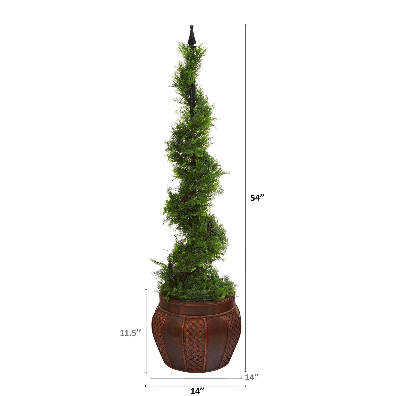 4.5’ Cypress Artificial Spiral Topiary Tree in Decorative Planter