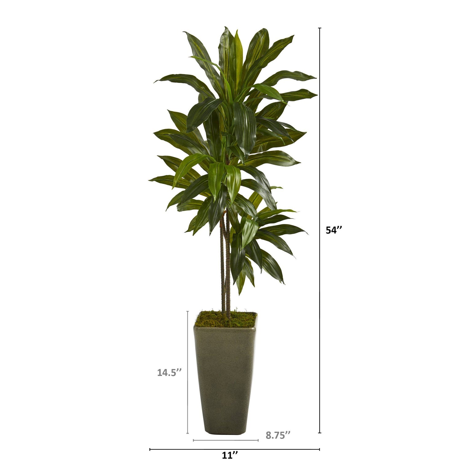 4.5’ Dracaena Artificial Plant in Green Planter (Real Touch)
