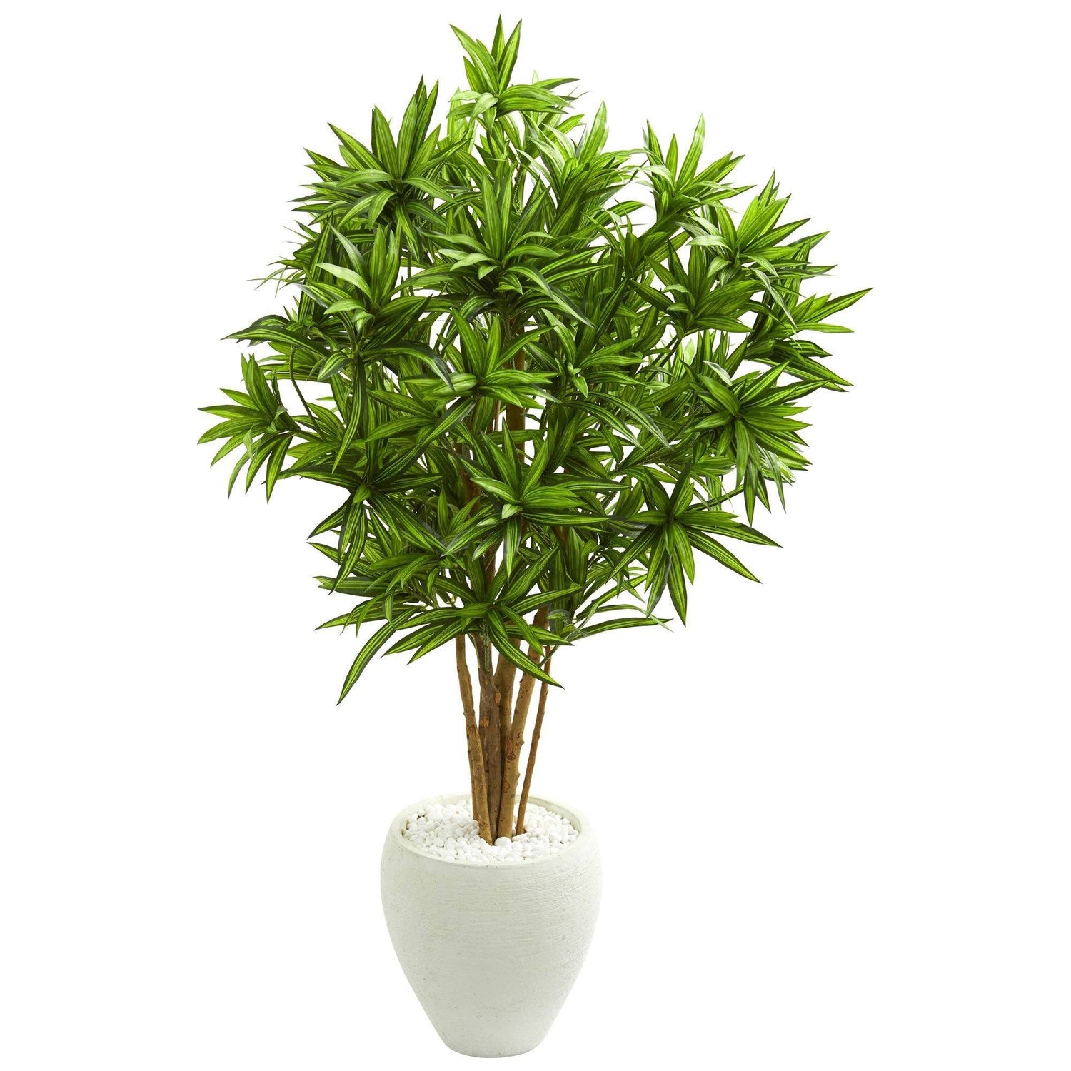 4.5’ Dracaena Artificial Tree in White Planter