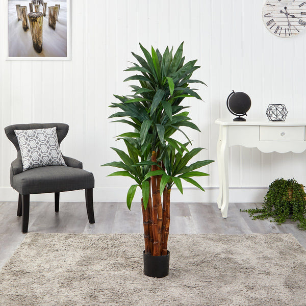 4.5’ Dracaena Artificial Tree with Natural Trunk