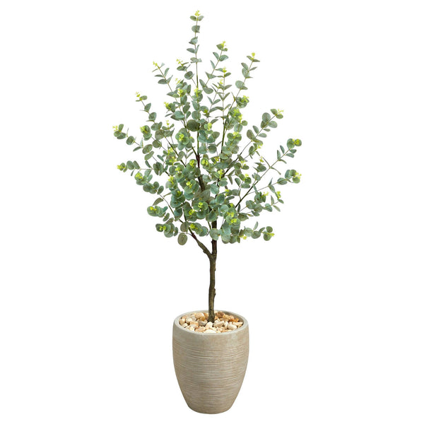4.5’ Eucalyptus Artificial Tree in Sand Colored Planter