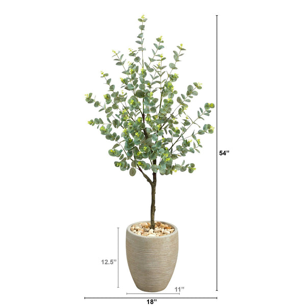 4.5’ Eucalyptus Artificial Tree in Sand Colored Planter