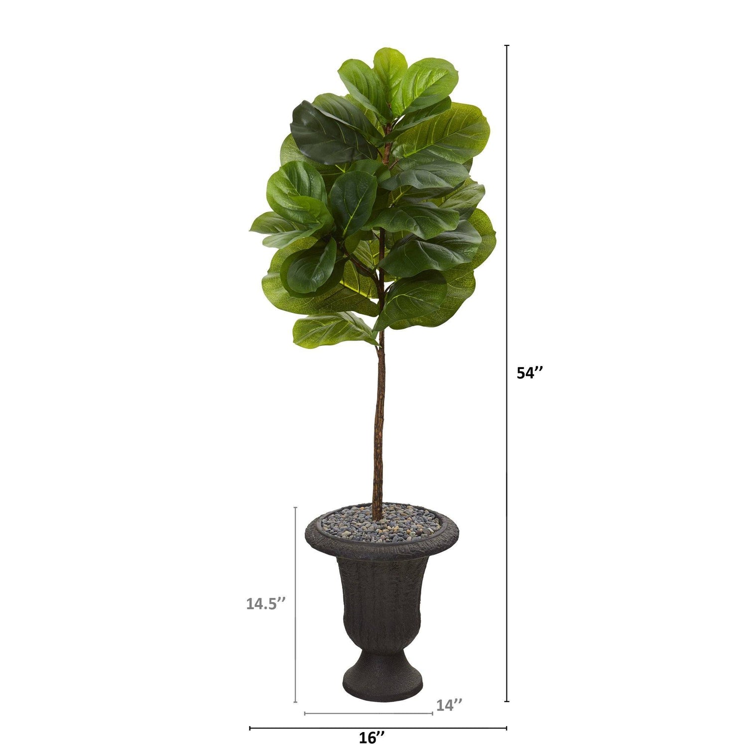 4.5’ Fiddle Leaf Artificial Tree in Charcoal Urn (Real Touch)