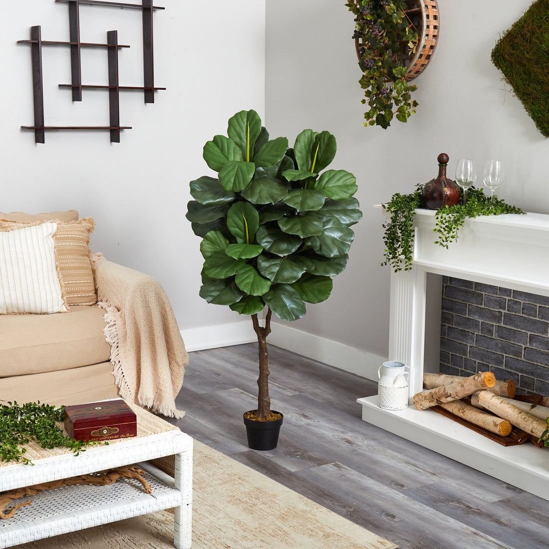 fiddle leaf fig tree indoor or outdoor 4.5' Fiddle Leaf Fig Artificial Tree (Indoor/Outdoor)