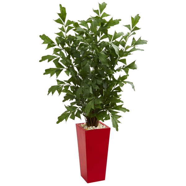 4.5’ Fishtail Artificial Palm Tree in Red Planter