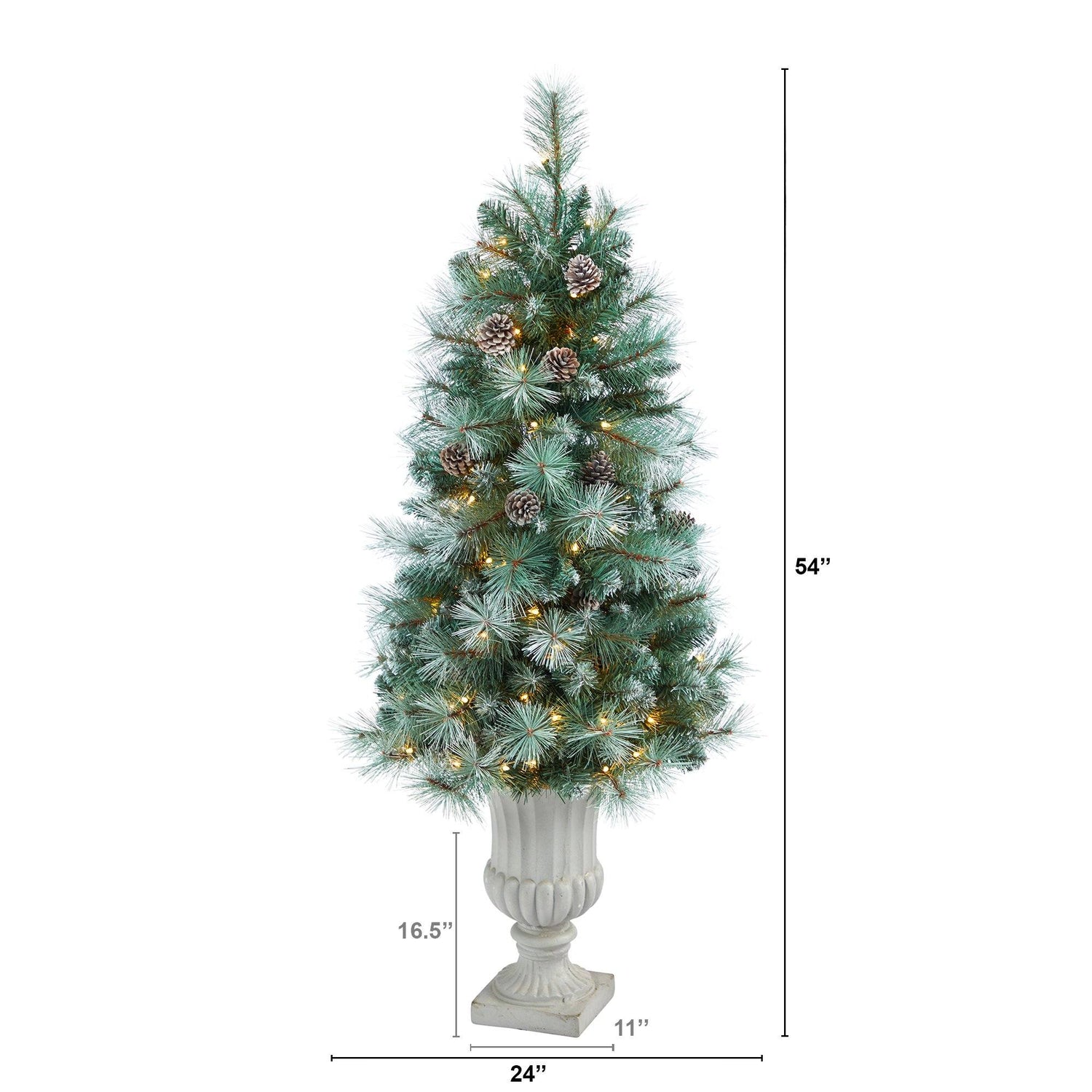 4.5’ Frosted Tip British Columbia Mountain Pine Artificial Christmas Tree with Urn