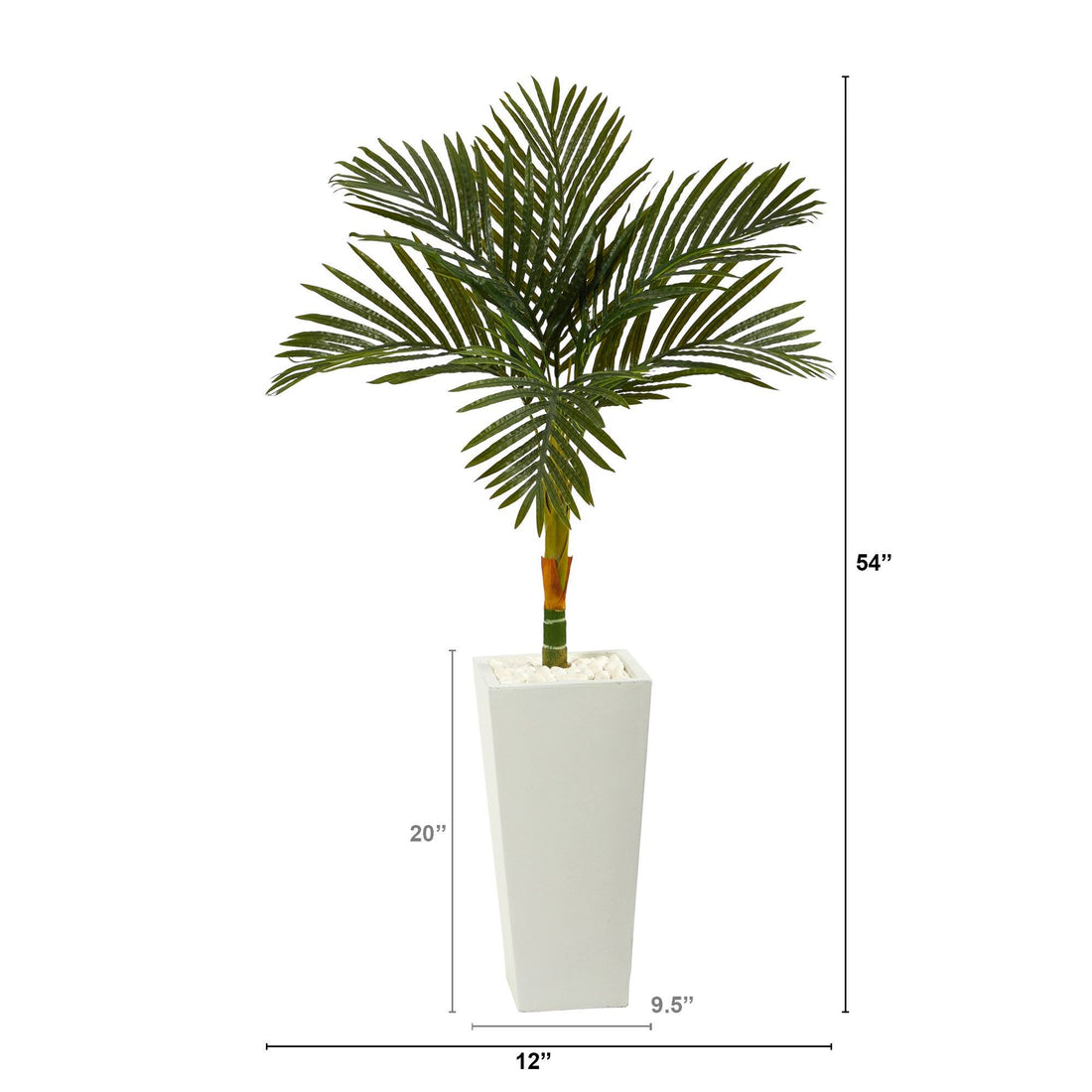 house plant tall palm tree Nearly Natural 4.5-ft Golden Cane Artificial Palm Tree in Tall White Planter