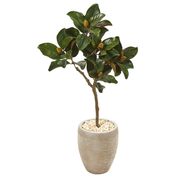 45” Magnolia Leaf Artificial Tree in Sand Colored Planter