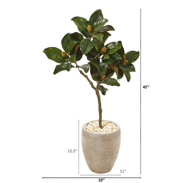 45” Magnolia Leaf Artificial Tree in Sand Colored Planter