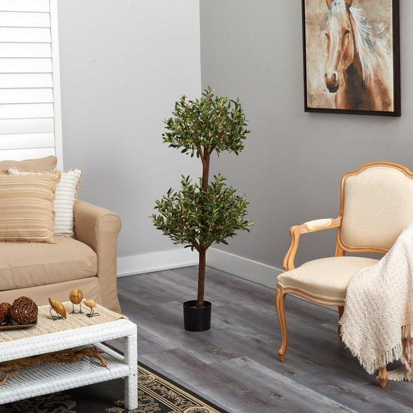 4.5' Olive Double Topiary Silk Tree