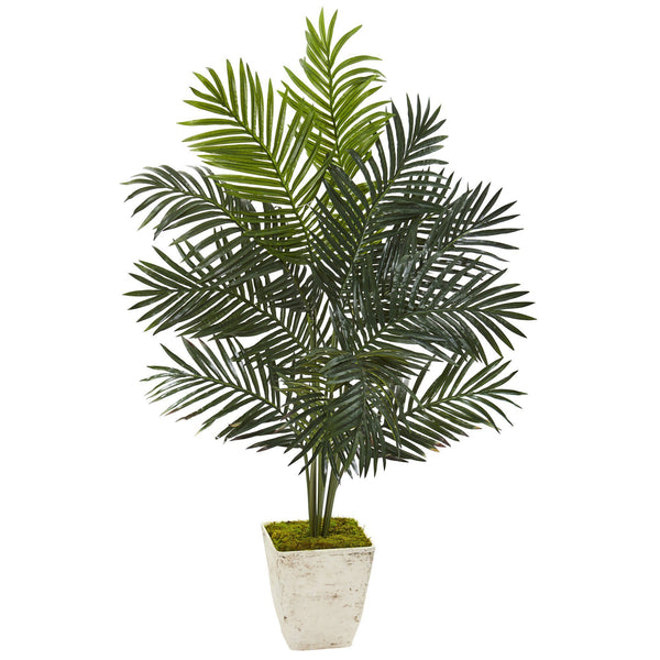 4.5’ Paradise Palm Artificial Tree in Country White Planter