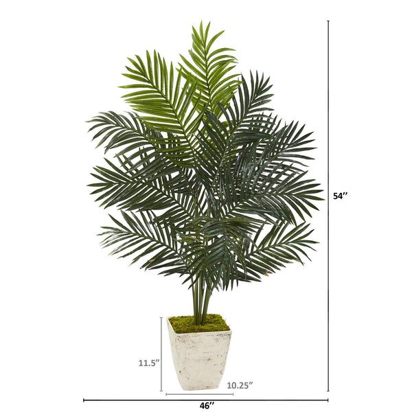 4.5’ Paradise Palm Artificial Tree in Country White Planter