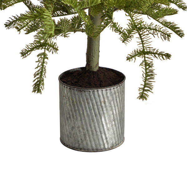 4.5’ Pre-Lit Christmas Pine Artificial Tree in Decorative Planter
