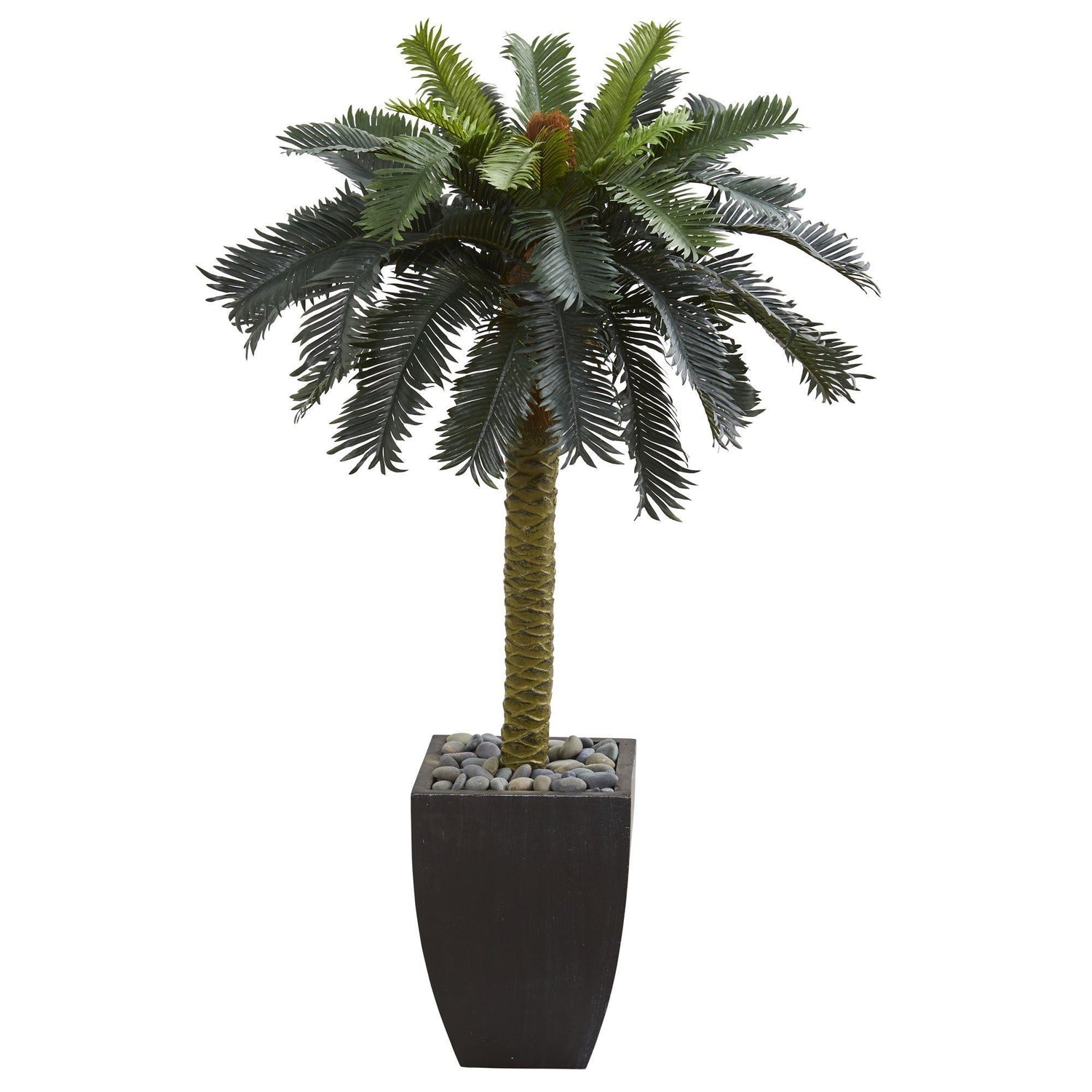 4.5’ Sago Artificial Palm Tree in Black Planter