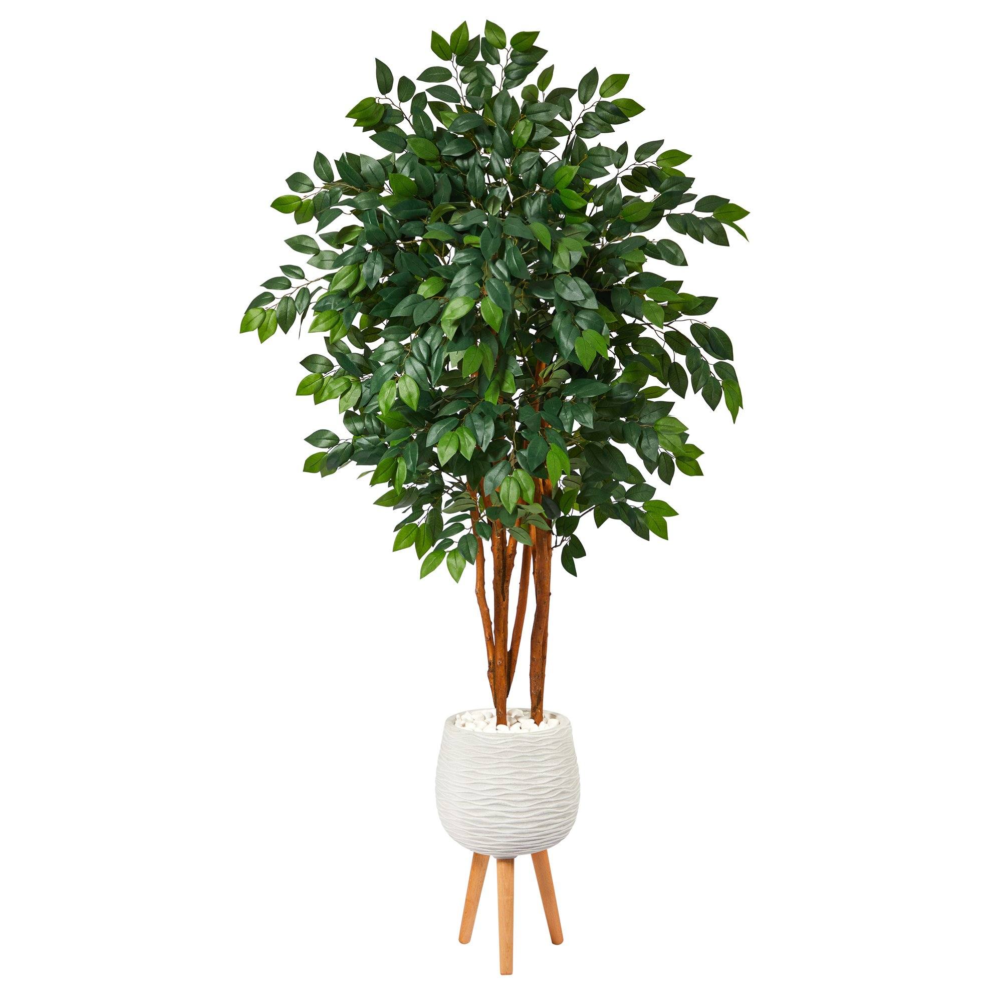 4.5' Sakaki Artificial Tree in White Planter with Stand | Nearly