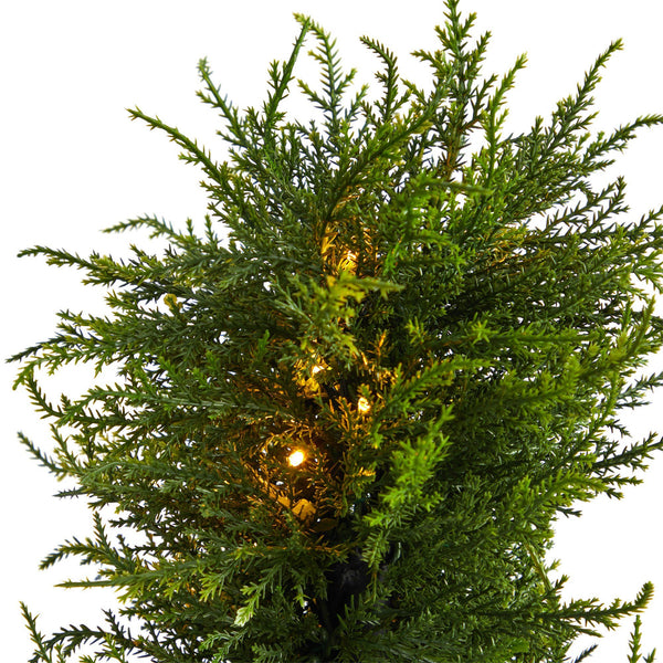 45” Spiral Cypress Artificial Tree with 80 Clear LED Lights UV Resistant (Indoor/Outdoor)