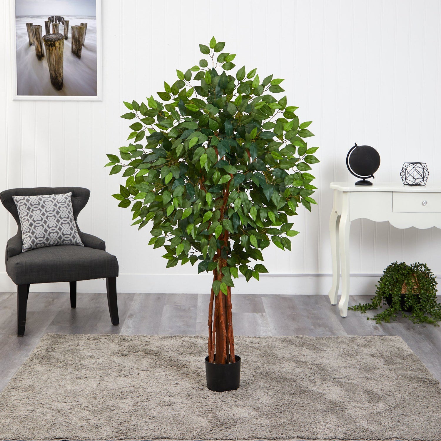4.5’ Super Deluxe Ficus Artificial Tree with Natural Trunk