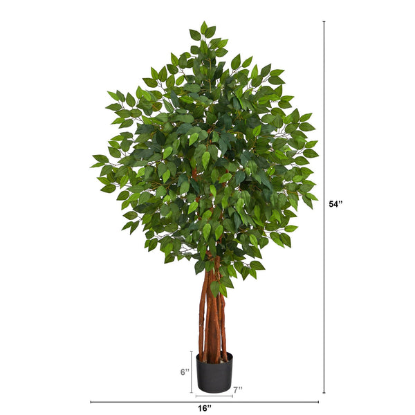 4.5’ Super Deluxe Ficus Artificial Tree with Natural Trunk