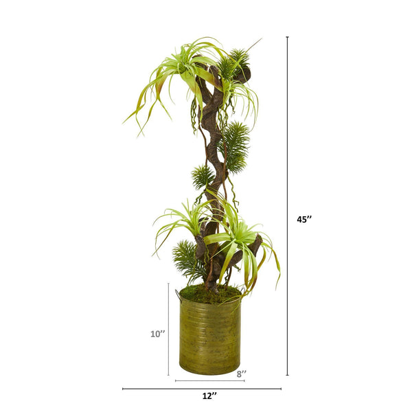 45” Tillandsia Artificial Plant in Green Planter
