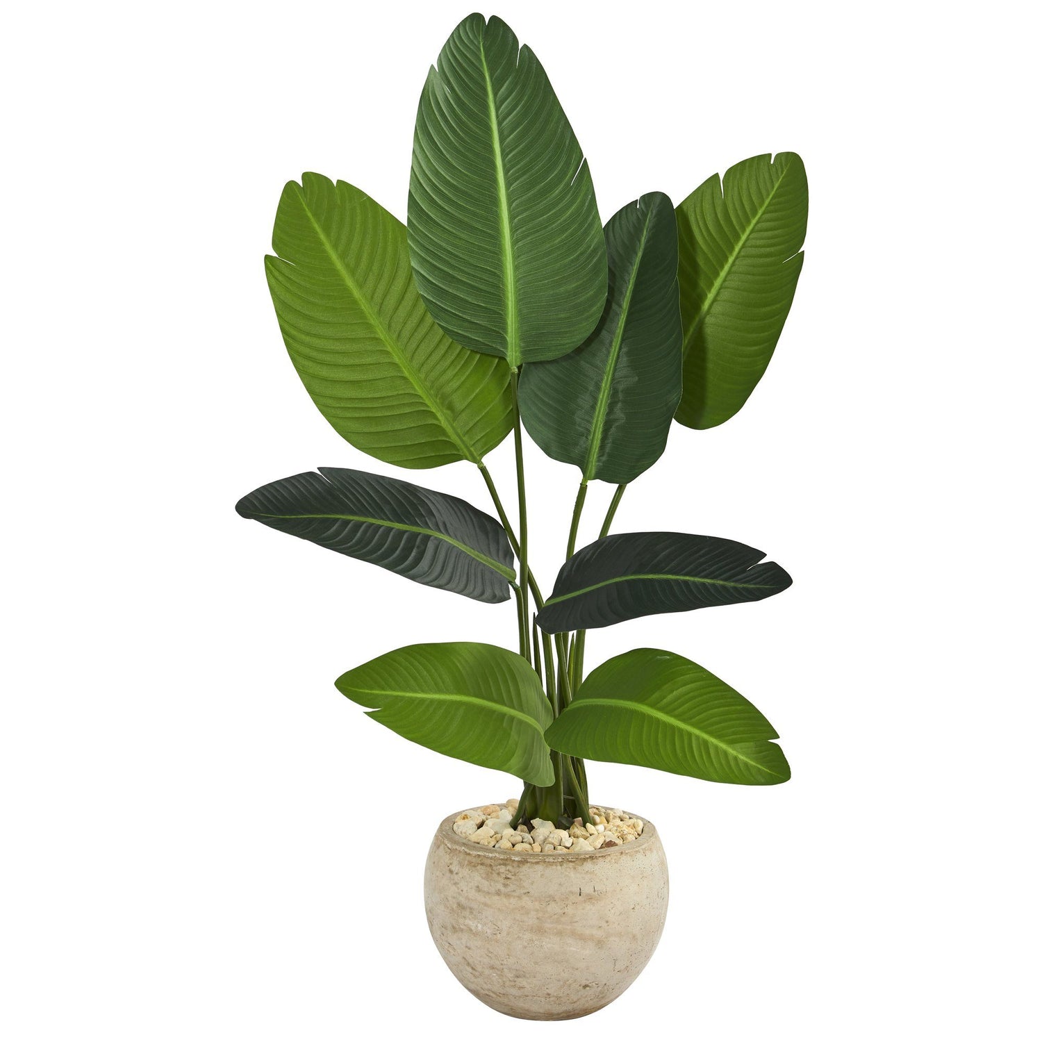 45” Travelers Palm Artificial Tree in Sand Colored Planter