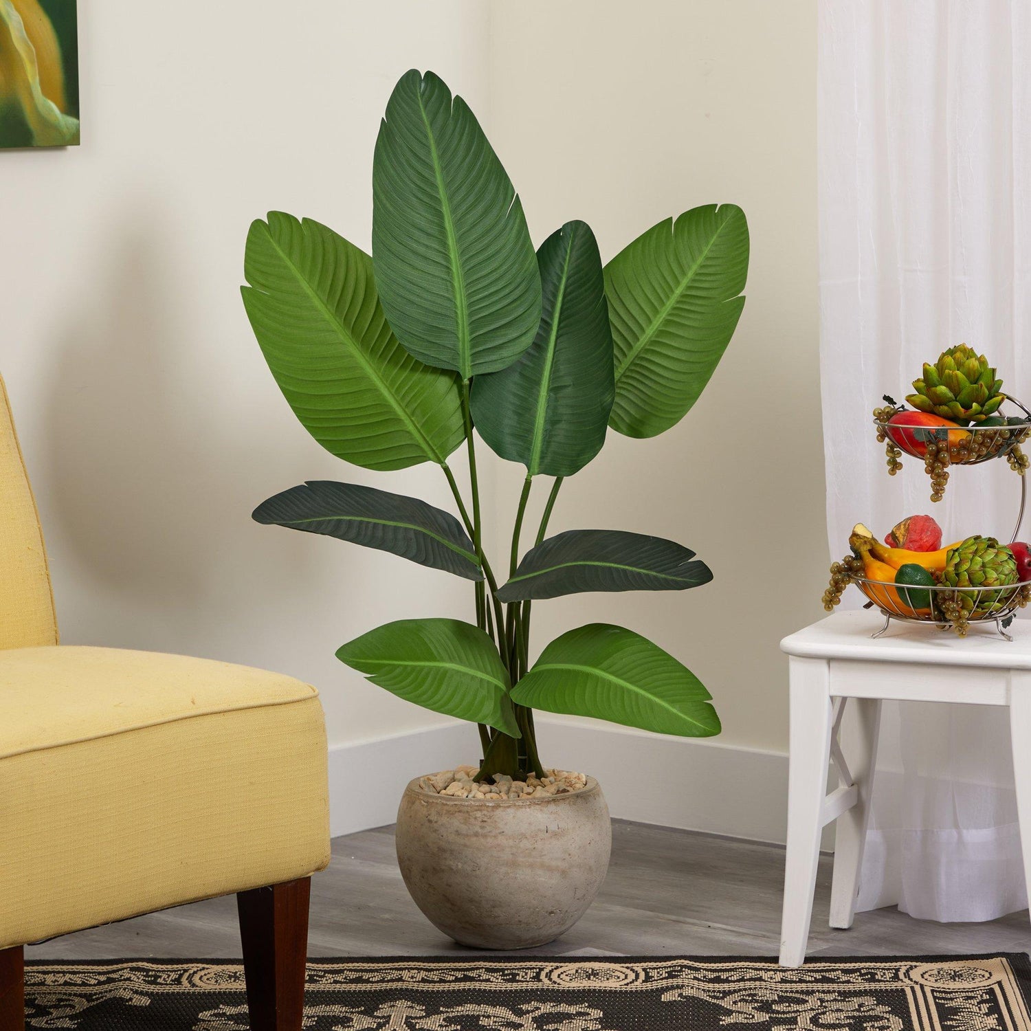 45” Travelers Palm Artificial Tree in Sand Colored Planter