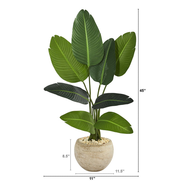 45” Travelers Palm Artificial Tree in Sand Colored Planter